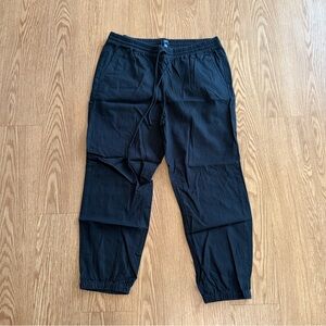 J Crew Tech Tapered Jogger Pant Women’s Sz 10 Black Cuffed Ankle Drawstring